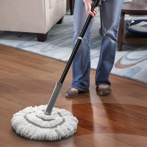 KeFanta Self-Wringing Twist Mop for Floor Cleaning with 57 " Long Handle - color: Gray&white (1 Handle & 1 Mop Head)