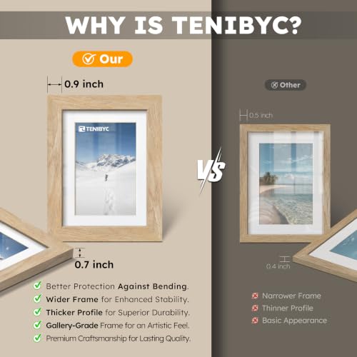 9x12 picture frame 4 Pack, 6x8 Mat, Natural Wood, Glass, for Photo - color: Natural, size: 9 X 12