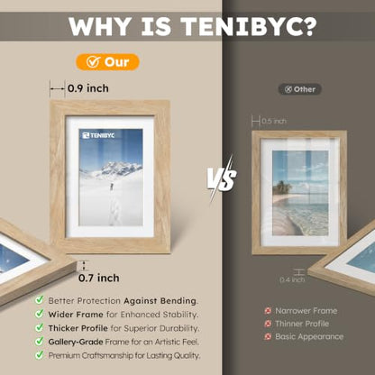 9x12 picture frame 4 Pack, 6x8 Mat, Natural Wood, Glass, for Photo - color: Natural, size: 9 X 12