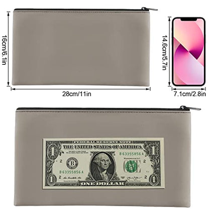 2 Pieces Money Bags with Zipper, 11x6.1 inch Money Pouch, Bank Bag, Cash Bag, Check Wallet, Cosmetics(Gray) - color: Grey, size: 2 Pieces