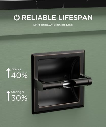 FORIOUS Recessed Toilet Paper Holder for Mega Rolls, Oil Rubbed Bronze - color: Oil Rubbed Bronze