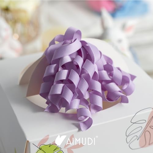 AIMUDI Lilac Curly Bows: 4" Self-Adhesive Gift Bows, 6 Count, Polyester Fabric, Perfect for Weddings, Baby Showers, Special Occasions - color: Purple Light