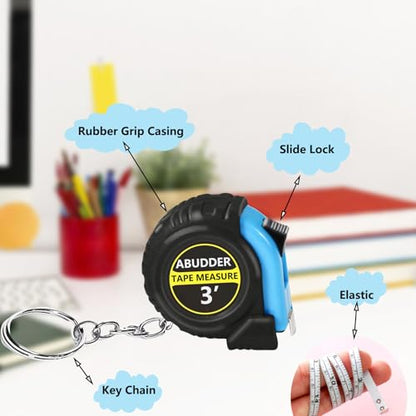 18 Pack Small Tape Measure Keychains - Mini Tape Measures Retractable,Pocket Measurement Tape Bulk Easy Read 3 Feet - color: Blue