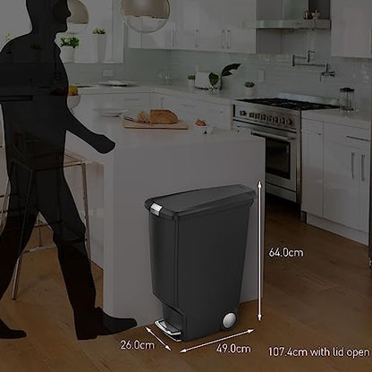 simplehuman 40 Liter / 10.6 Gallon Slim Kitchen Step Trash Can With Secure Slide Lock, White Plastic - color: White