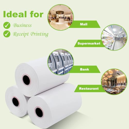MFLABEL 2 1/4" x 50' Thermal Receipt Papers, 10 Rolls per Carton, 48g Weight, Biodegradable, Coated, POS Cash Register Paper - size: 2 1/4" x 50'