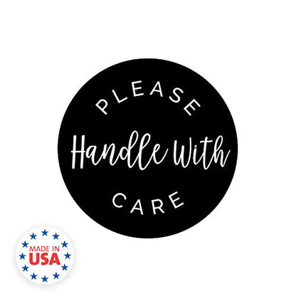 Please Handle with Care Label / 500 Small Business Shipping Stickers / 2" Order Package Envelope Seals/Made in The USA - color: Black, White