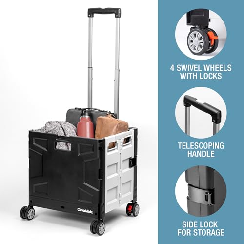 Wheeled Trolley Crate - 35L (4 Wheels) - Black/Cream [Cool Gray 1C] - size: 35L - 4 Wheels