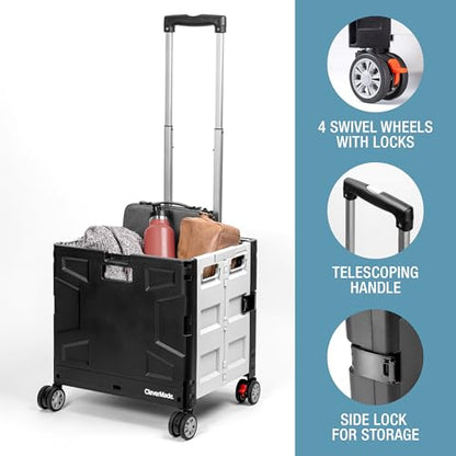 Wheeled Trolley Crate - 35L (4 Wheels) - Black/Cream [Cool Gray 1C] - size: 35L - 4 Wheels