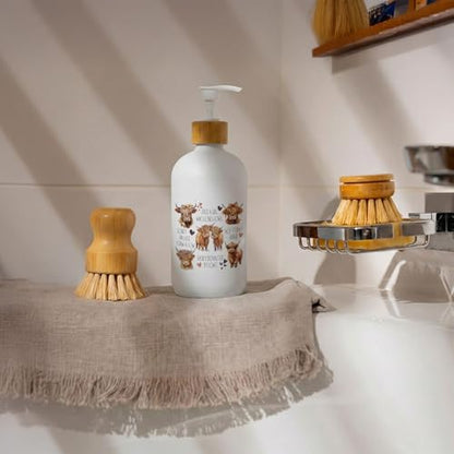 Highland Cow Soap Dispenser, Just a Girl Who Loves Cows Glass Dish Soap Dispenser for Kitchen, Highland Cow Lover Gifts Refillable Handsoap Pump Bottle for Bathroom Countertop - color: Just a Girl