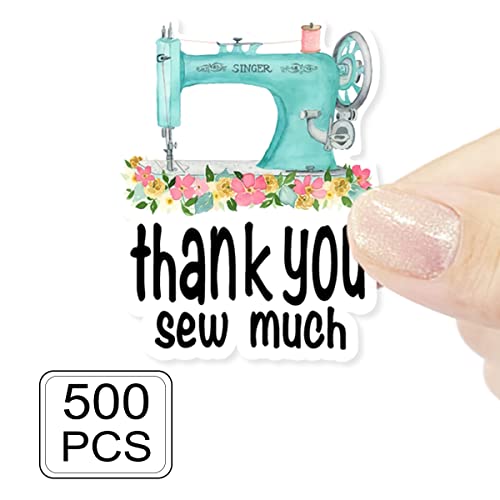 Sewing Machine Stickers, Thank You Sew Much Sticker, Sewing Themed Gifts Thank You Stickers, Sew Labels for Handmade Items, Business Order Mail Packages 1.5" L X 1.5" H 500 PCS Sticker - style: Thank You Sew Much