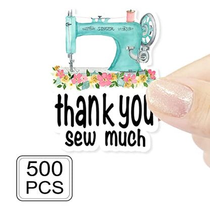 Sewing Machine Stickers, Thank You Sew Much Sticker, Sewing Themed Gifts Thank You Stickers, Sew Labels for Handmade Items, Business Order Mail Packages 1.5" L X 1.5" H 500 PCS Sticker - style: Thank You Sew Much