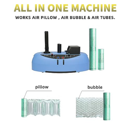 Mini Air EA2S Air Cushion Machine, Air Pillows Maker, Bubble Wrap Machine, Air Pillow Packaging Machine with 2 Free 164 ft/50m Test Film Roll for Package and Product Shipment Protection - size: MINI AIR 2S Machine