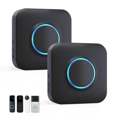 WiFi Wireless Doorbell Chime for Google Nest, Ring, Blink -2 Pack