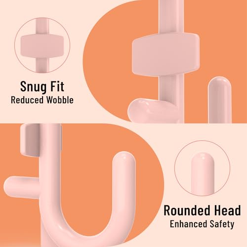 HUHOLE 100PC Pink Plastic Pegboard J Hooks for 1/4" Board - color: Pink