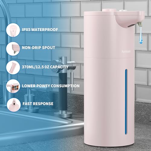 Aunmaon Automatic Soap Dispenser Touchless, Modern, Kitchen & Bathroom, Hands-Free, Adjustable Volume, Long Battery Life, Compatible with Thick & Thin Soap, Easy for Toddlers, Clog-Free, Pink - color: Matte Pink