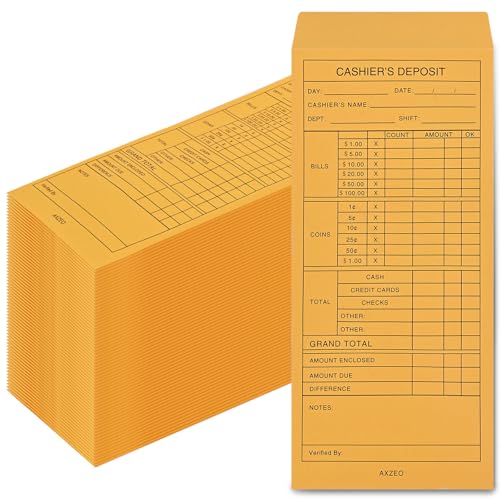 1000-Count Cash Deposit Envelopes, #11 Self-Sealing, 28lb Brown Kraft Paper Cash Envelopes for Small Businesses, Retailers, Restaurants