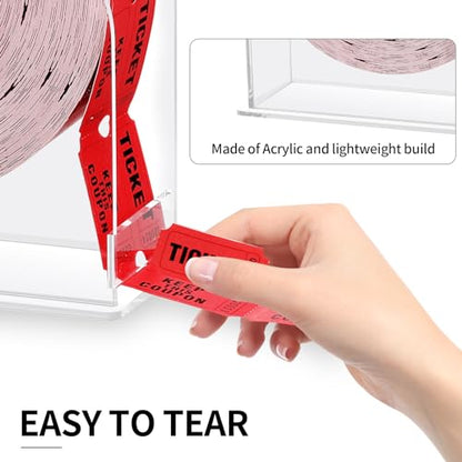 2 Pack Acrylic Raffle Ticket Dispenser 5.6 * 7.6 * 3.1inch Raffle Ticket Holder for Single-roll Double-roll Tickets Sweepstakes Carnival Party Trade Shows Ticket Roll (not Include Raffle Ticket)