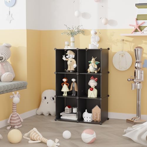 C&AHOME 6-Cube Storage Organizer Cube Shelf Closet Storage Bookcase, Black - color: Black
