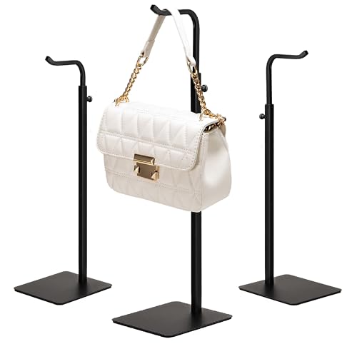 3-Pack Adjustable Tabletop Purse & Banner Display Stands, Black - color: Black