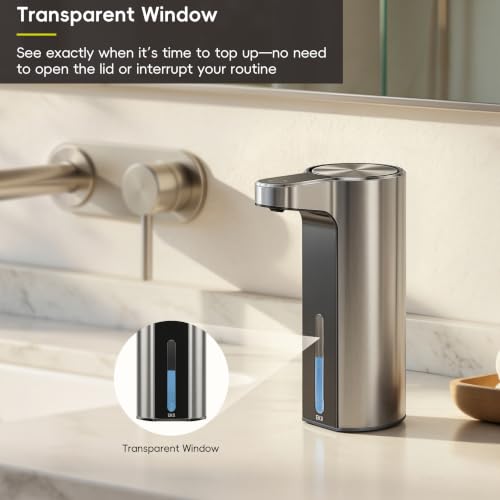 EKO Aroma Touchless Automatic Soap Dispenser for Kitchen and Bathroom, Liquid Hand Soap Dispenser, Rechargeable, 9 fl oz (Stainless) - color: Stainless Steel, size: 9 oz
