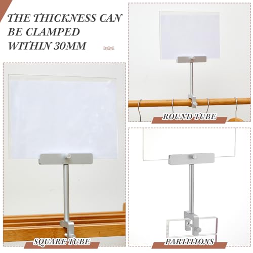 FoldTier 3 Set Aluminum Alloy Sign Holder Clamp with 5.5 x 7 Acrylic Frame - color: Silver, size: 5.5 x 7 Inches