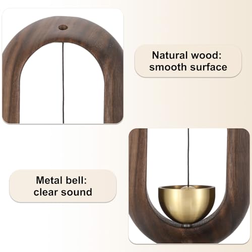 PATIKIL Shopkeepers Bell, Wood Door Chime Hanging Magnetic, Brown, Window - color: Brown