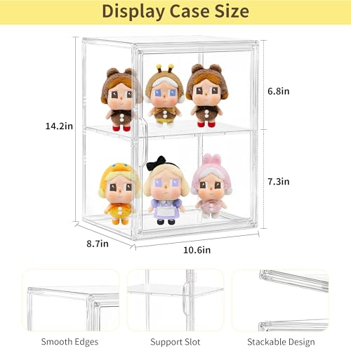 LXLXXL 2 Tier Stackable Shelf Acrylic Display Case with Magnetic Lid 4-Pack - size: 2 Tier -4pcs