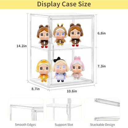 LXLXXL 2 Tier Stackable Shelf Acrylic Display Case with Magnetic Lid 4-Pack - size: 2 Tier -4pcs