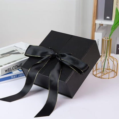 JOHOUSE Black Gift Box with Magnetic Lid, 8 X 8 X 3.5 inch