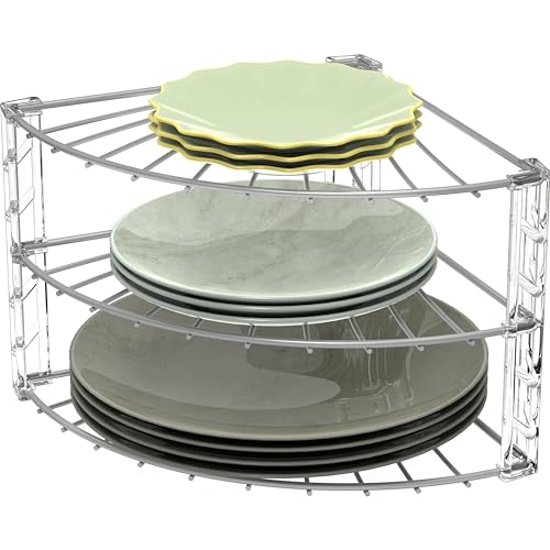 Simple Houseware 3-Tier Counter Corner Shelf Organizer, Silver - color: Silver