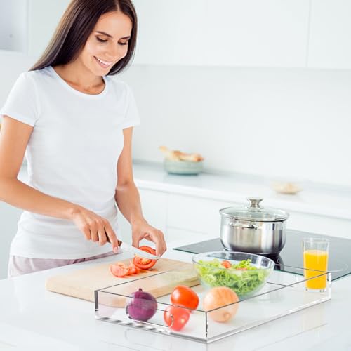 Clear Acrylic Tray with Raised Edges, Multi-Purpose Organizer Tray for Vanity, Bathroom, Kitchen, Countertop, Dresser & Desktop, Waterproof & Scratch-Resistant - size: 11.2" x 7.9" x 1.7"