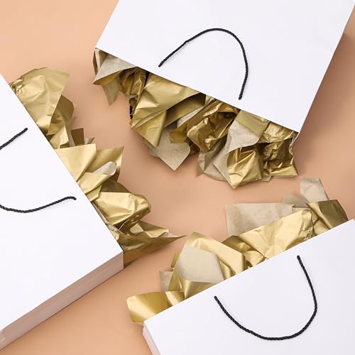 SUNCOLOR 36 Sheets Gold Tissue Paper for Gift Bags, 20 x 20 Inch Shiny Metallic Wrapping Paper for Christmas Weddings Birthdays and Crafts - color: Gold
