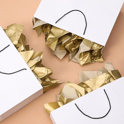 SUNCOLOR 36 Sheets Gold Tissue Paper for Gift Bags, 20 x 20 Inch Shiny Metallic Wrapping Paper for Christmas Weddings Birthdays and Crafts - color: Gold