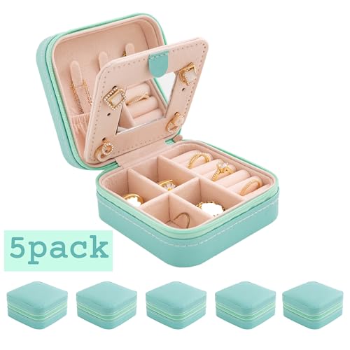 KElofoN Jewelry Organizer Box for Girls Women with Mirror - Small Travel Case (Blue-5) - color: Blue-5