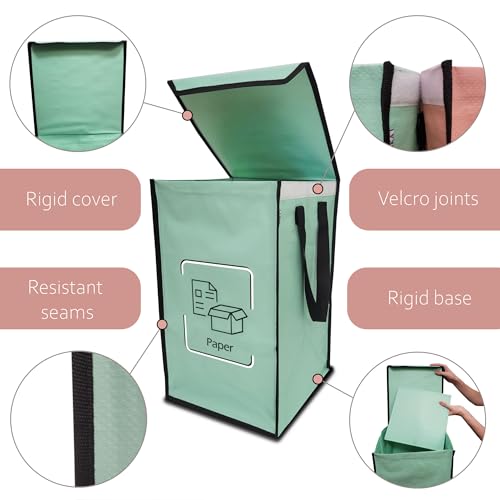 NYIKA - Recycling Organizer - Reusable Recycling Bags - Recycling Sorter - Trash Sorting Bins - 3 Compartment Recycle - Pack of 3 Bags with Lid