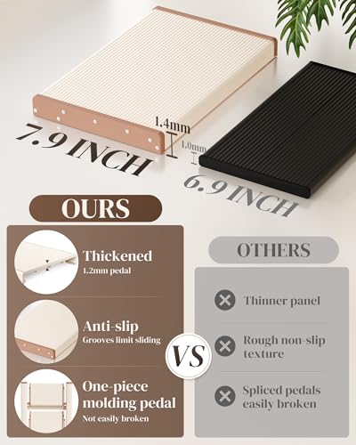 3 Step Ladder, Foldable Aluminum Step Stool with Anti-Slip Pedal - color: Cream Chocolate, size: 3 Step