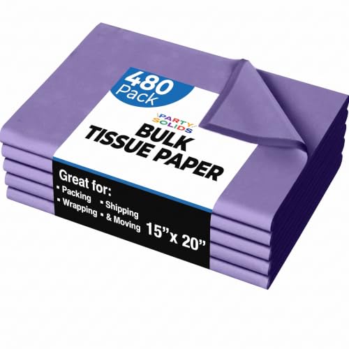 Party Solids Purple Tissue Paper for Gift Bags 15" X 20" 480 Sheets - color: Purple, size: 15" X 20"