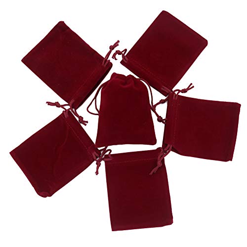 HRX Package 20pcs Small Velvet Bags 3x4 in for Jewelry Gift Packaging - color: Burgundy red