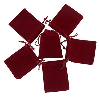 HRX Package 20pcs Small Velvet Bags 3x4 in for Jewelry Gift Packaging - color: Burgundy red