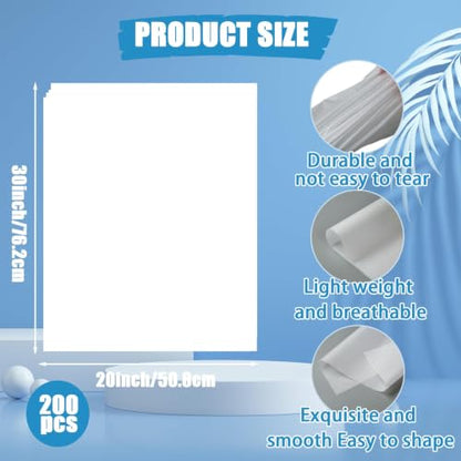 200Pcs White Acid Free Tissue Paper Bulk for Storage Packaging 20×30 Inch - size: 20 x 30 inches