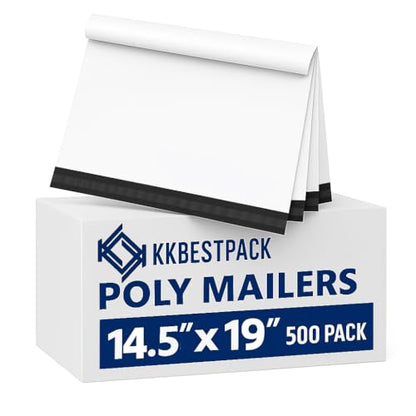 KKBESTPACK White Poly Mailers 14.5x19 in, Shipping Bags, 500 Pcs - size: 14.5" x 19" 500pcs