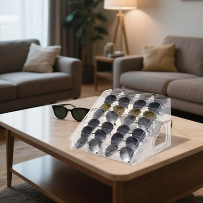 2 Pack 7 Tier Sunglass Organizer Stand, Versatile Clear Acrylic Sunglass Holder Display Stand Sunglass Storage Tray for Highlighting Glasses Makeup Nail Polish Graded Cards - color: Clear-7 Tier