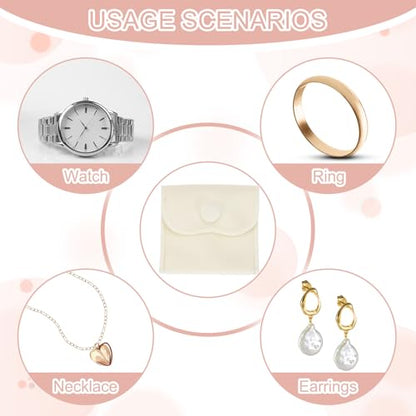 PATIKIL Velvet Jewelry Pouches, 6 Pcs Jewelry Packaging Gift Bags with Snap Button for Bracelet Rings Watch Necklace, (3"x3"/4"x4"/4"x5") White - color: White, size: (3"x3"/4"x4"/4"x5")