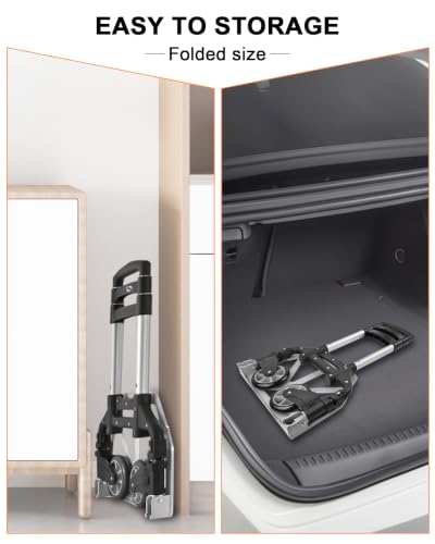200 LB Folding Hand Truck, Dolly Cart with Wheels, Trolley - color: Black Gray