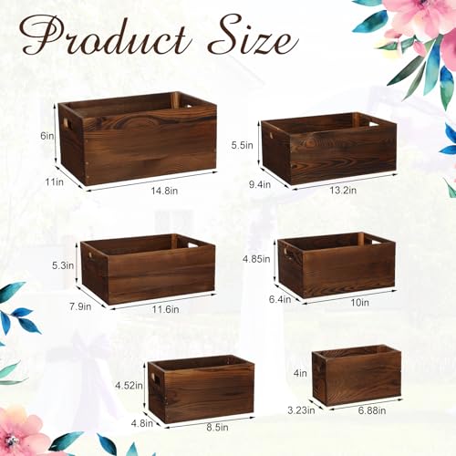 AceOrbit Set of 6 Rustic Wood Crates for Display Nesting Box, Classic Brown - color: Classic Brown