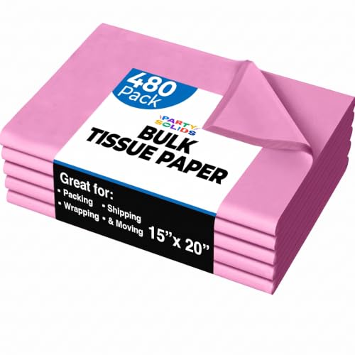 Party Solids Pink Tissue Paper for Gift Bags 15" X 20" 480 Sheets - color: Pink, size: 15" X 20"