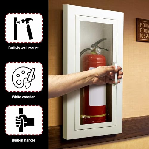Zonon 1 Pcs Semi Recessed Fire Extinguisher Cabinet, Steel Wall Mount