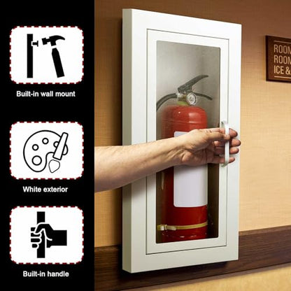 Zonon 1 Pcs Semi Recessed Fire Extinguisher Cabinet, Steel Wall Mount