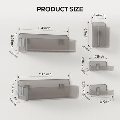 Nieifi Adhesive Shower Shelves, Gray, 5 Pieces - color: Gray-Clear, size: 5 pieces