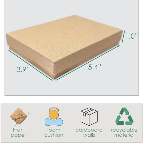 TheDisplayGuys 12-pack Cardboard Gift Boxes w. Velvet Jewelry Insert & Lids - color: Kraft Brown